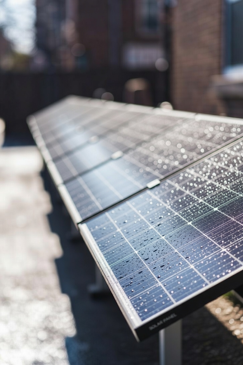 Clean solar panels in sunlight